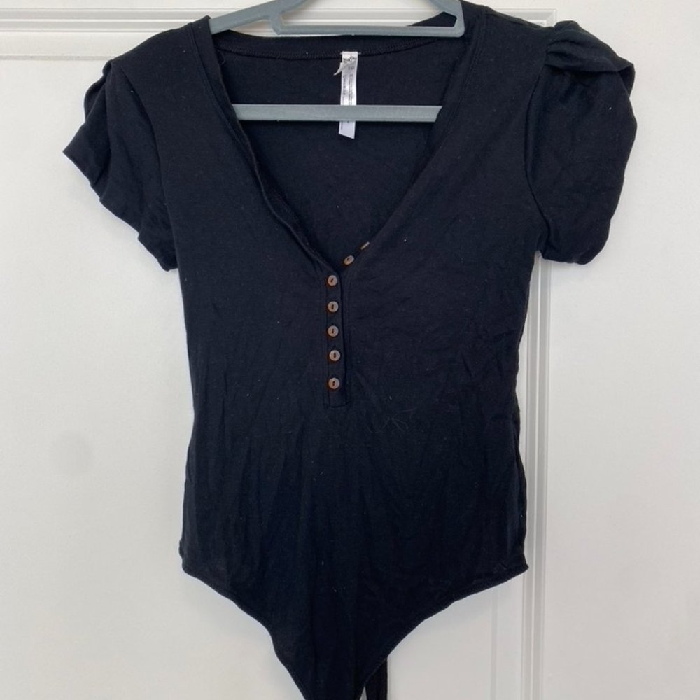 Free People Black Intimately Bodysuit